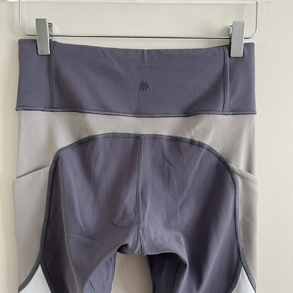 Athleta Colorblock Up for Anything Leggings Gray Grey White Size S Silver Bells - Picture 7 of 14